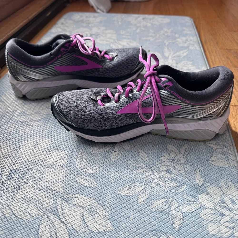 Brooks Ghost 10 Women's Grey Purple Lace-up Athletic Running Shoes - Size 7.5 - Picture 7 of 9